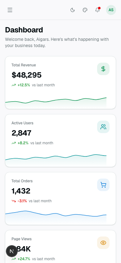 Apex Dashboard — Shadcn Next.js 16 Admin Template