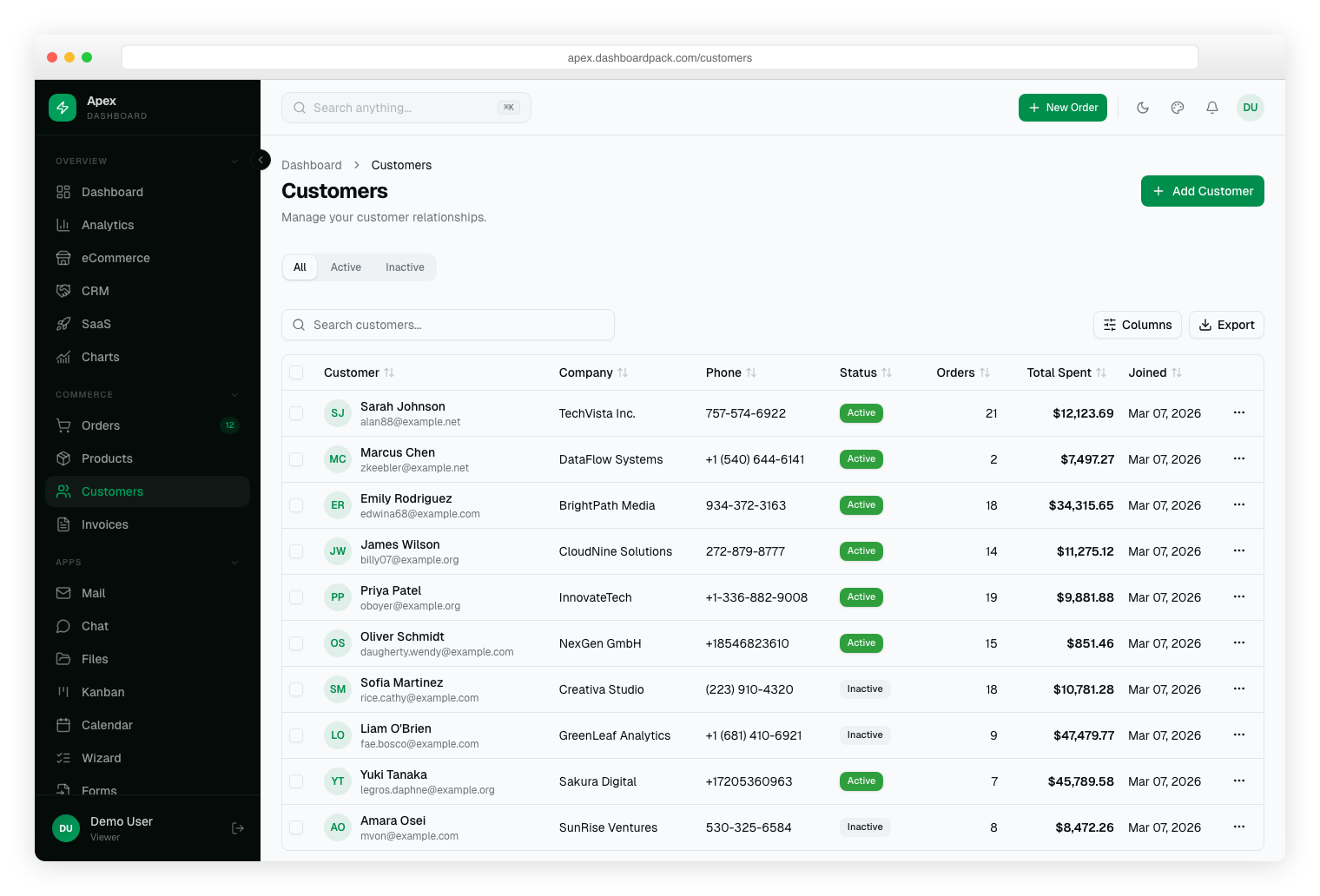 Apex Dashboard Laravel