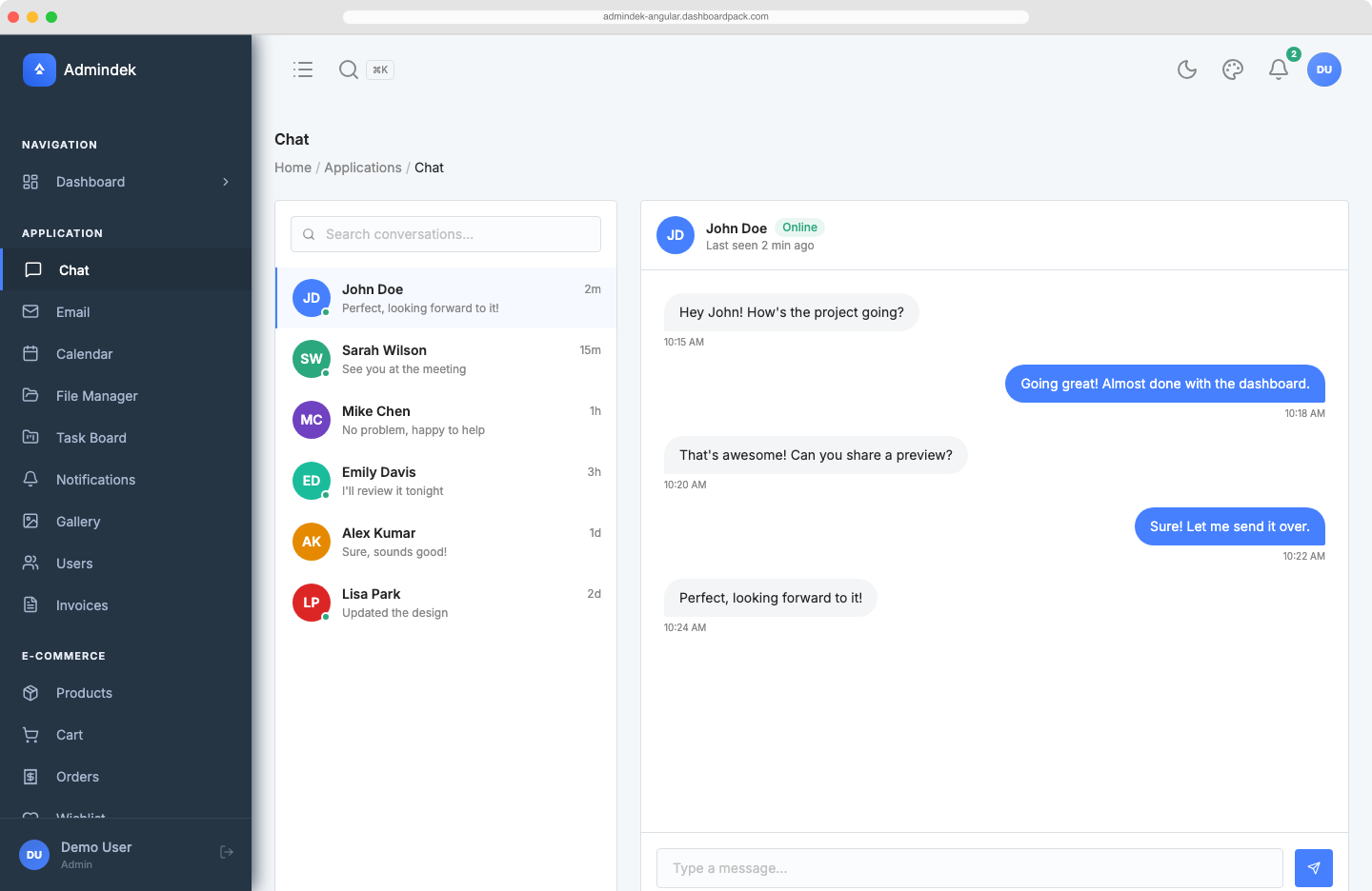 Admindek Dashboard — Angular Edition
