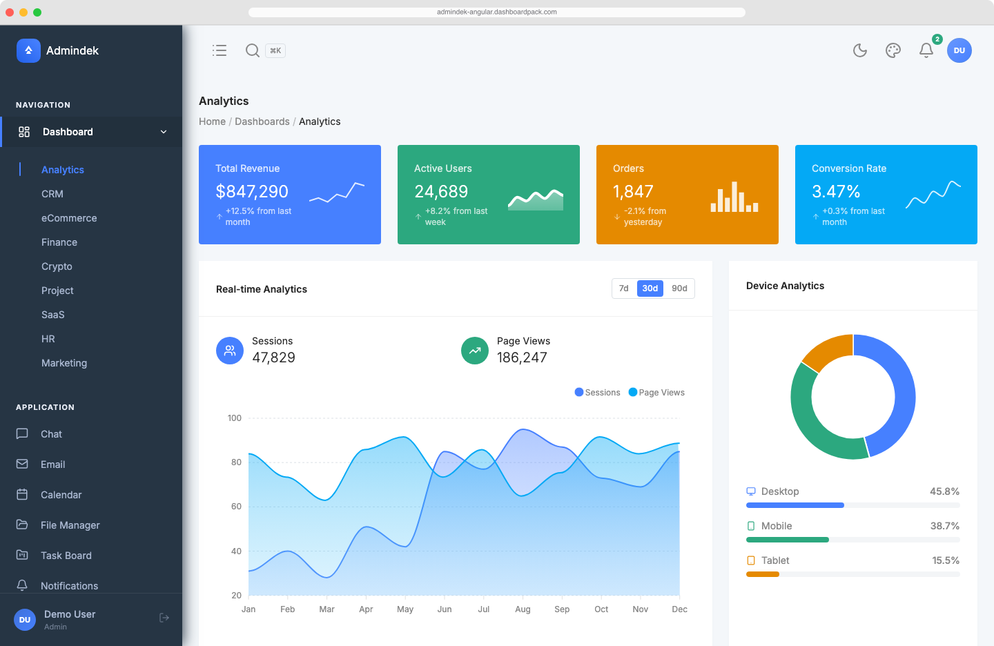 Admindek Dashboard — Angular Edition