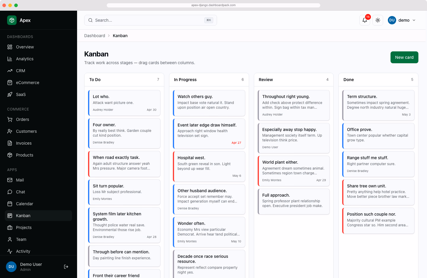 Apex Dashboard — Django Edition