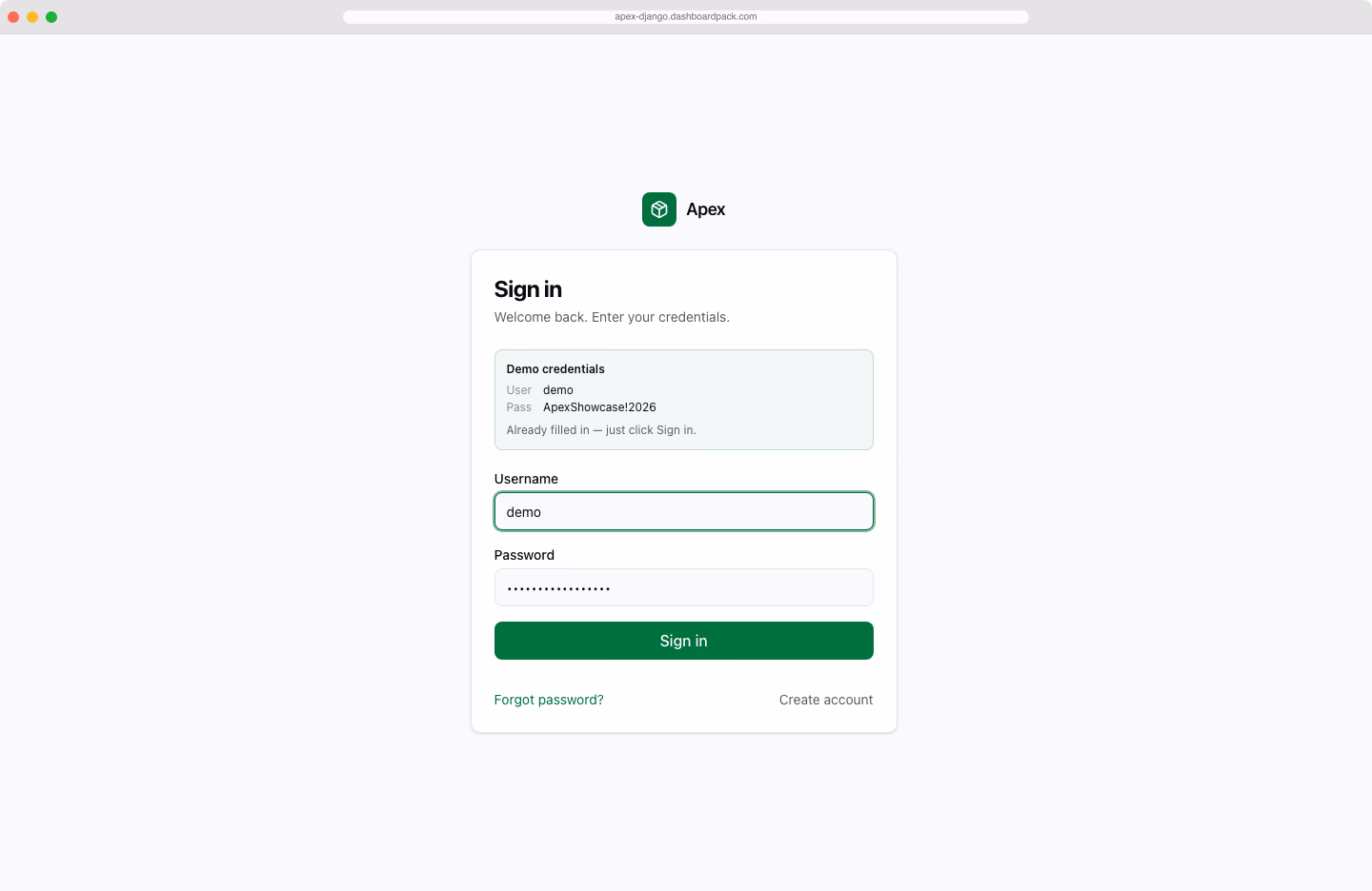 Apex Dashboard — Django Edition