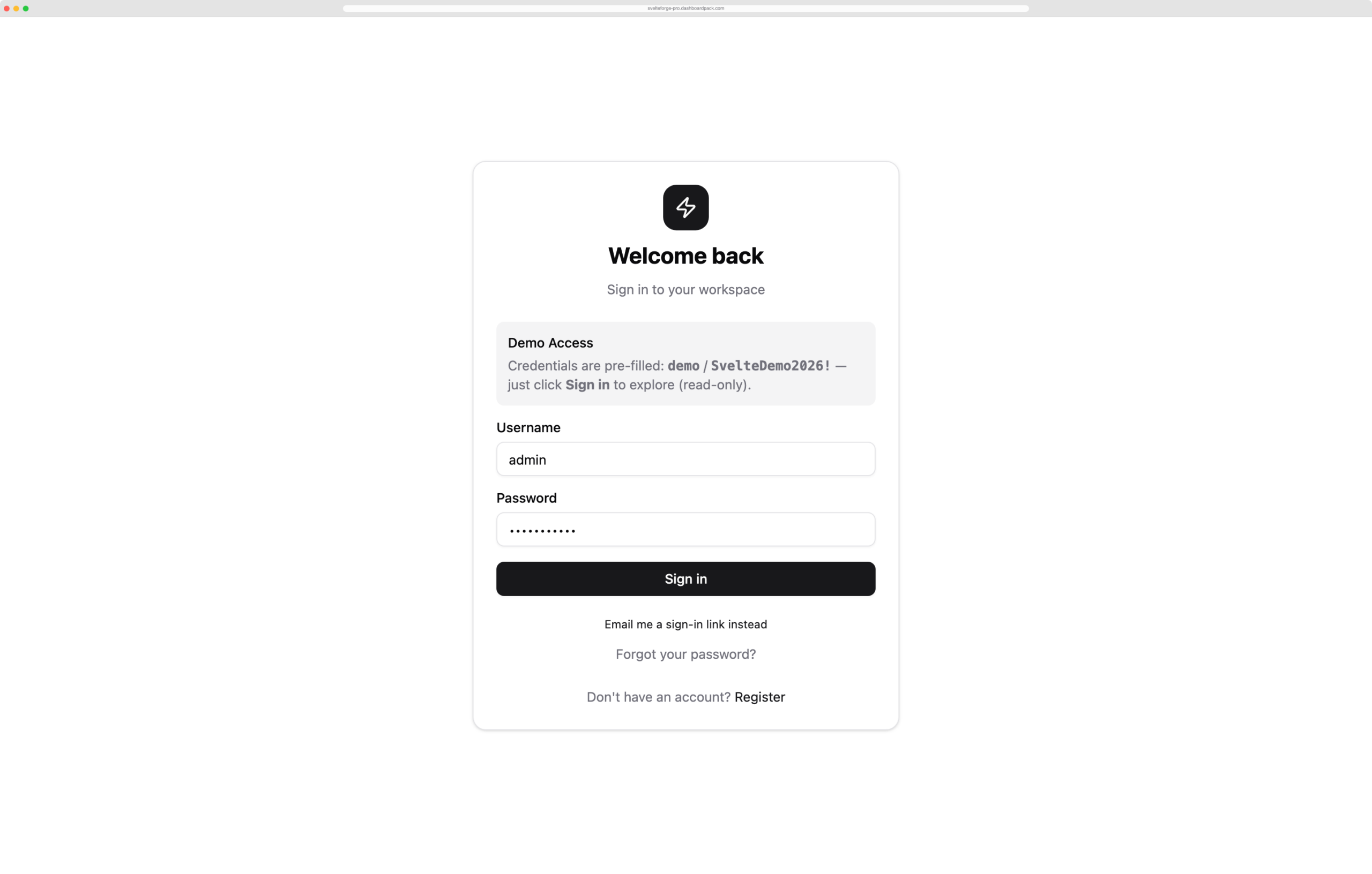 SvelteForge — SvelteKit SaaS Dashboard