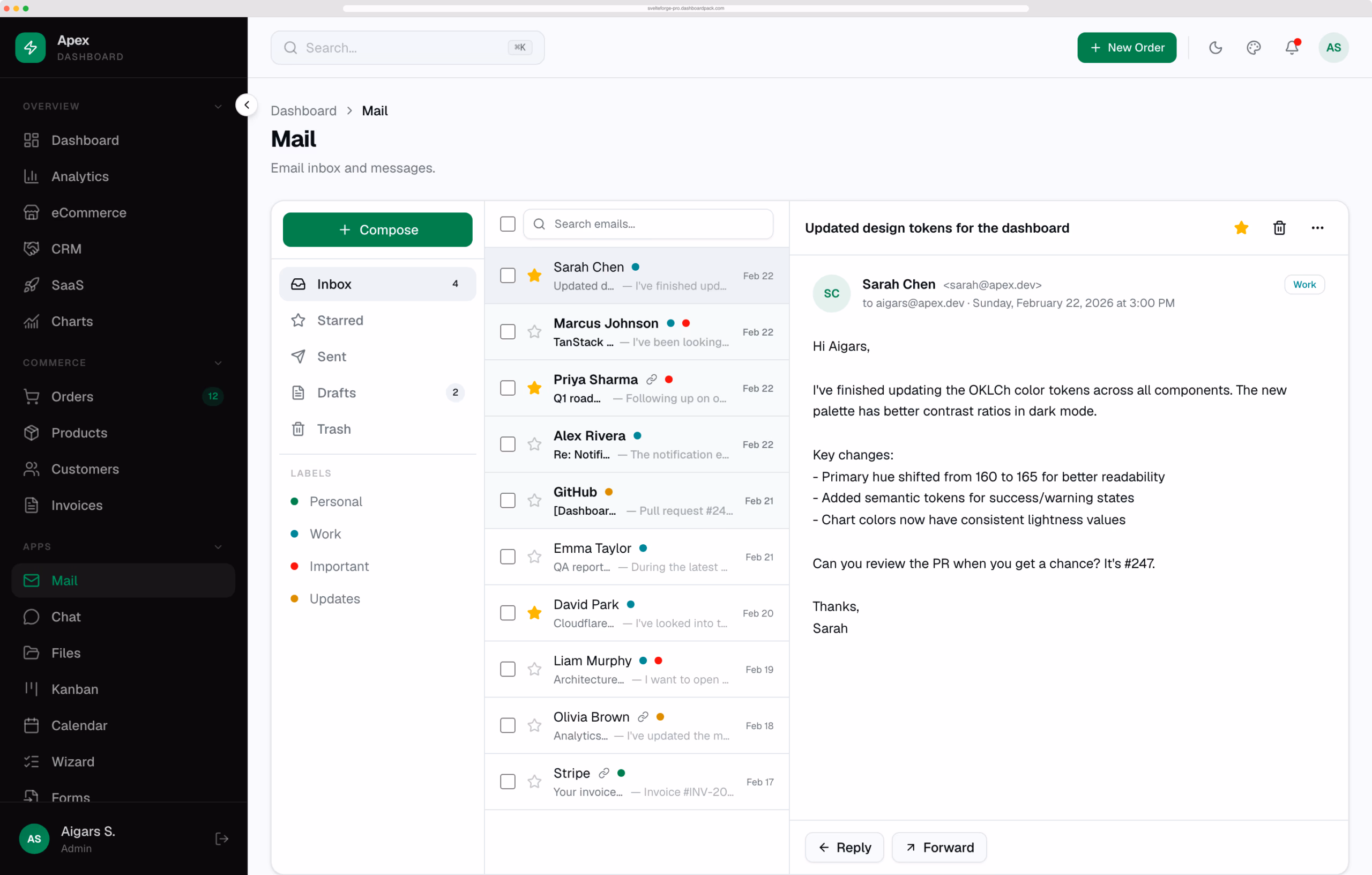 Apex Dashboard — HTML & Tailwind
