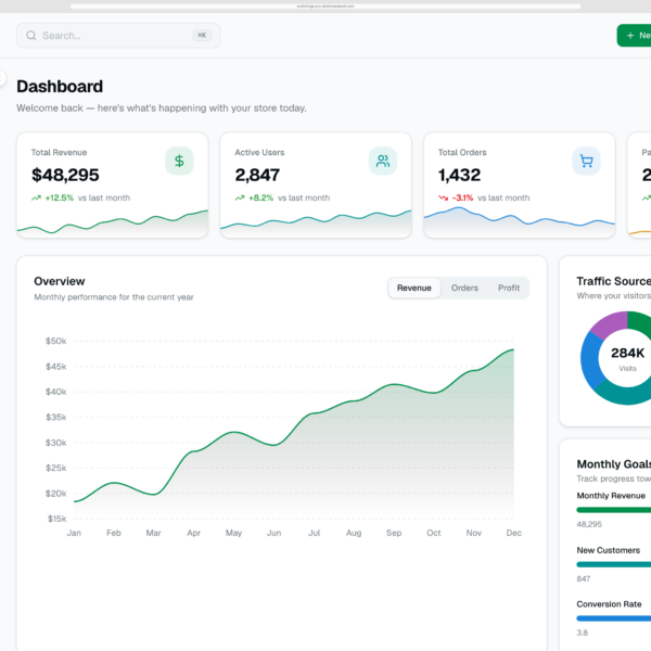 Apex Dashboard — HTML & Tailwind: Dashboard (Light)