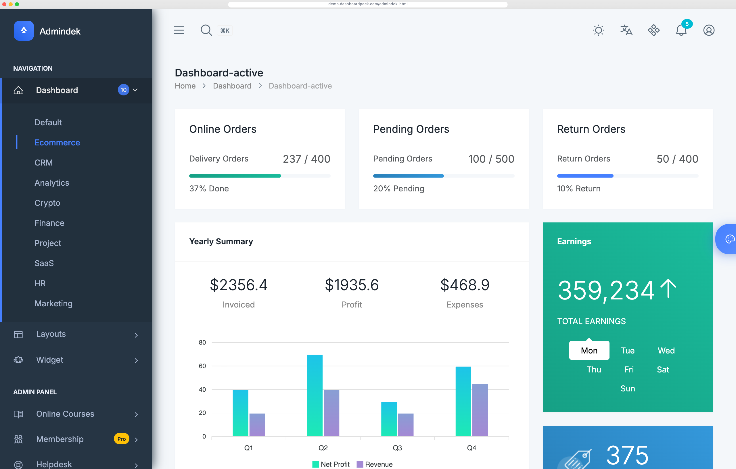 Admindek HTML Dashboard
