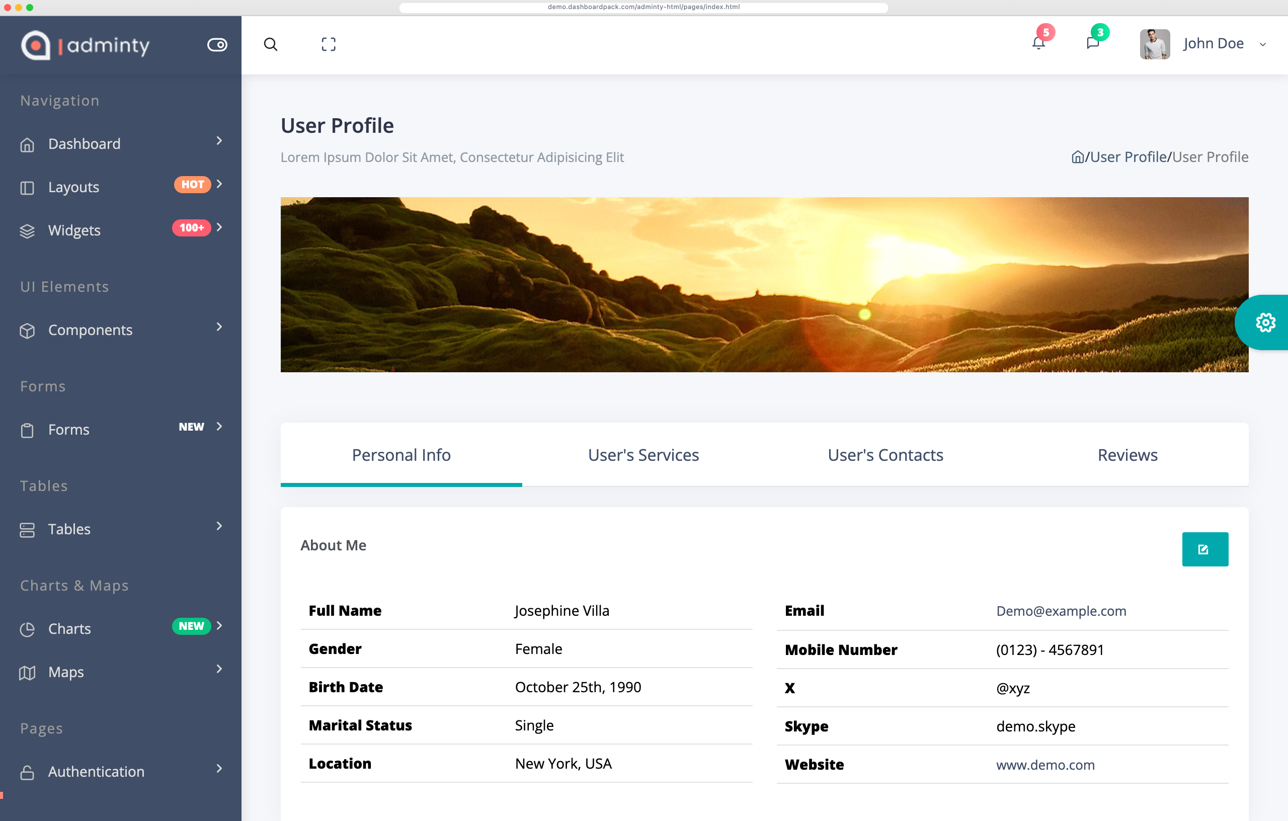 Adminty HTML Dashboard