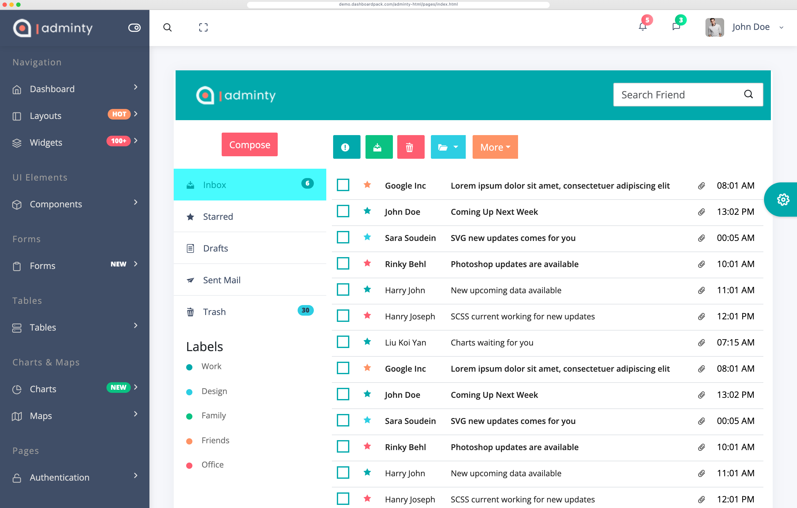 Adminty HTML Dashboard