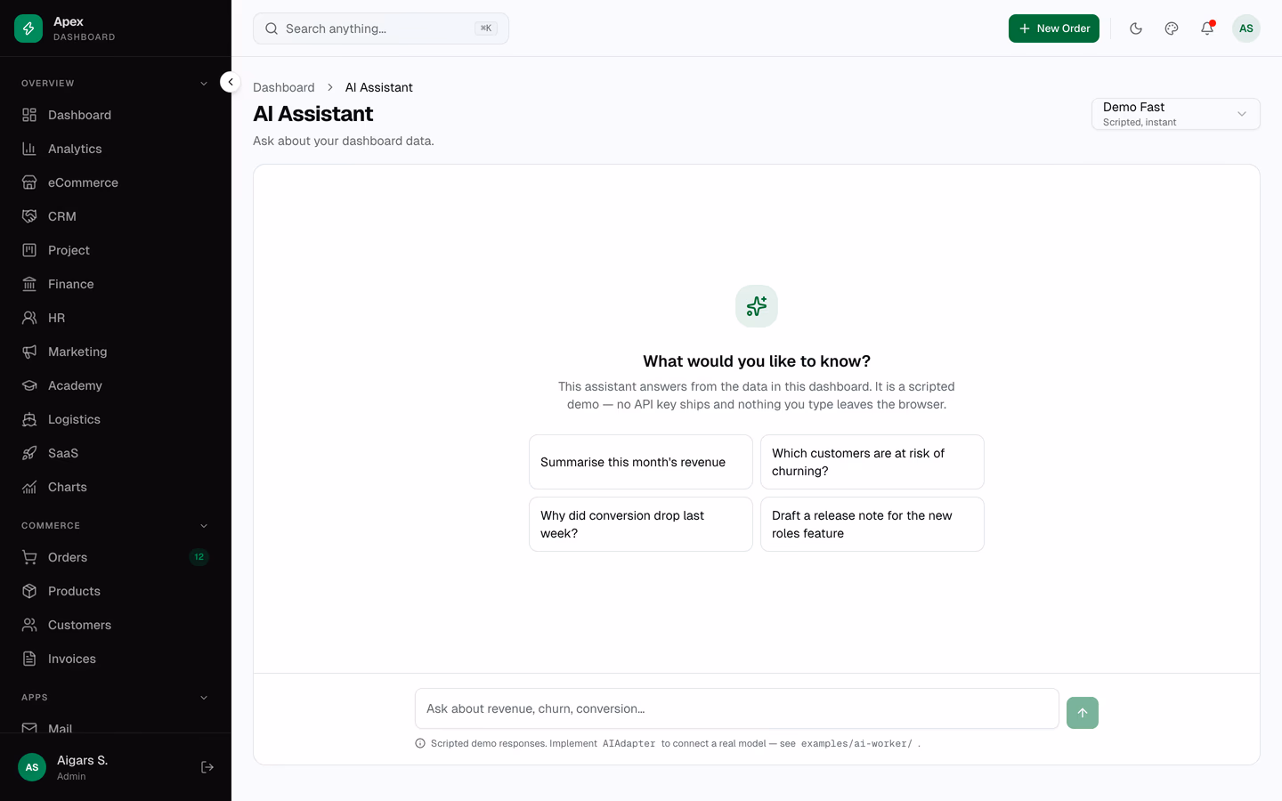 Apex Dashboard — Shadcn Next.js 16 Admin Template