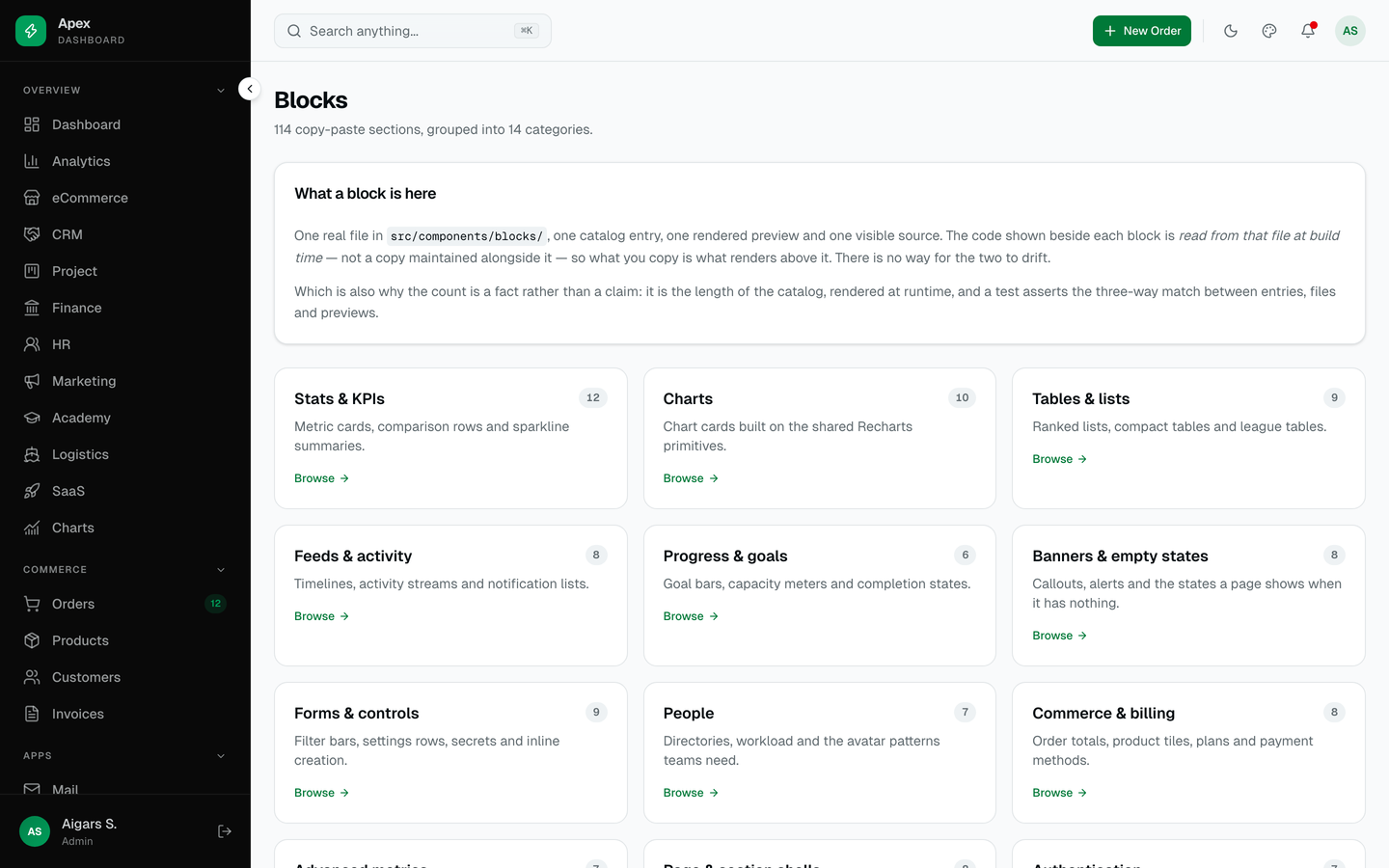 Apex Dashboard — Shadcn Next.js 16 Admin Template