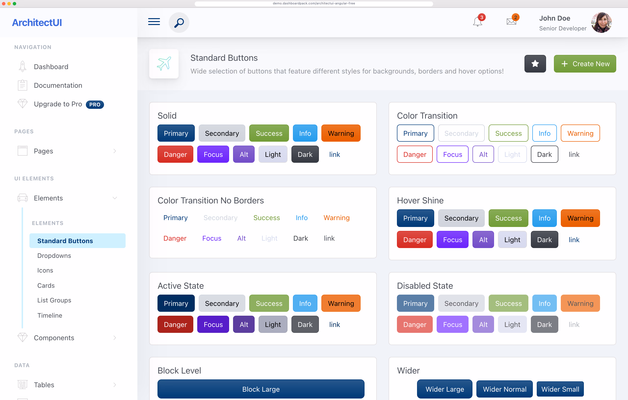 ArchitectUI Angular 22 Dashboard Free