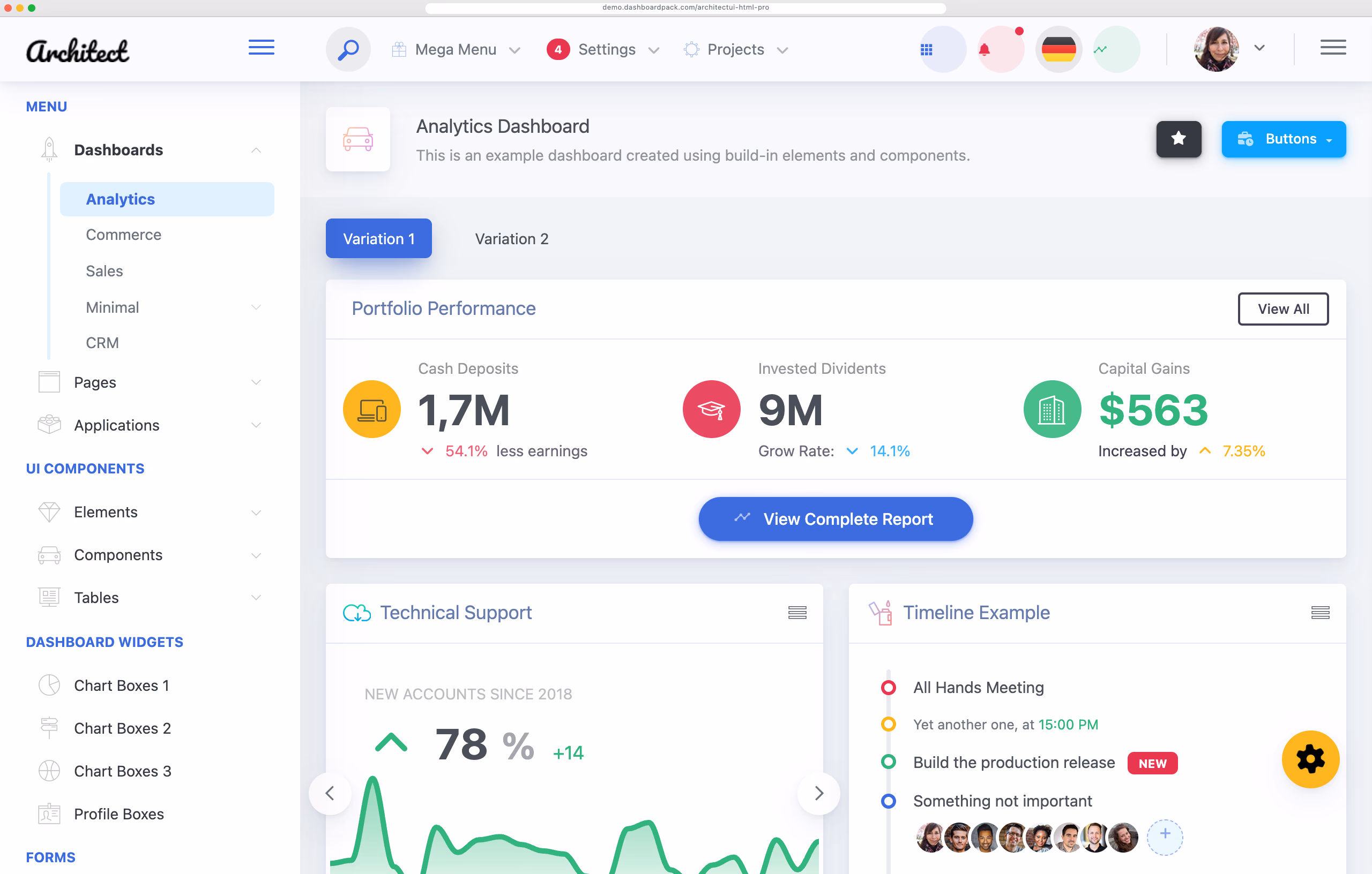 ArchitectUI Dashboard HTML PRO