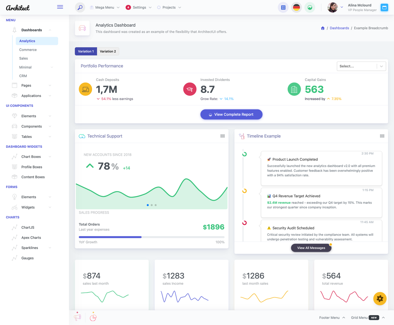 ArchitectUI Dashboard React PRO