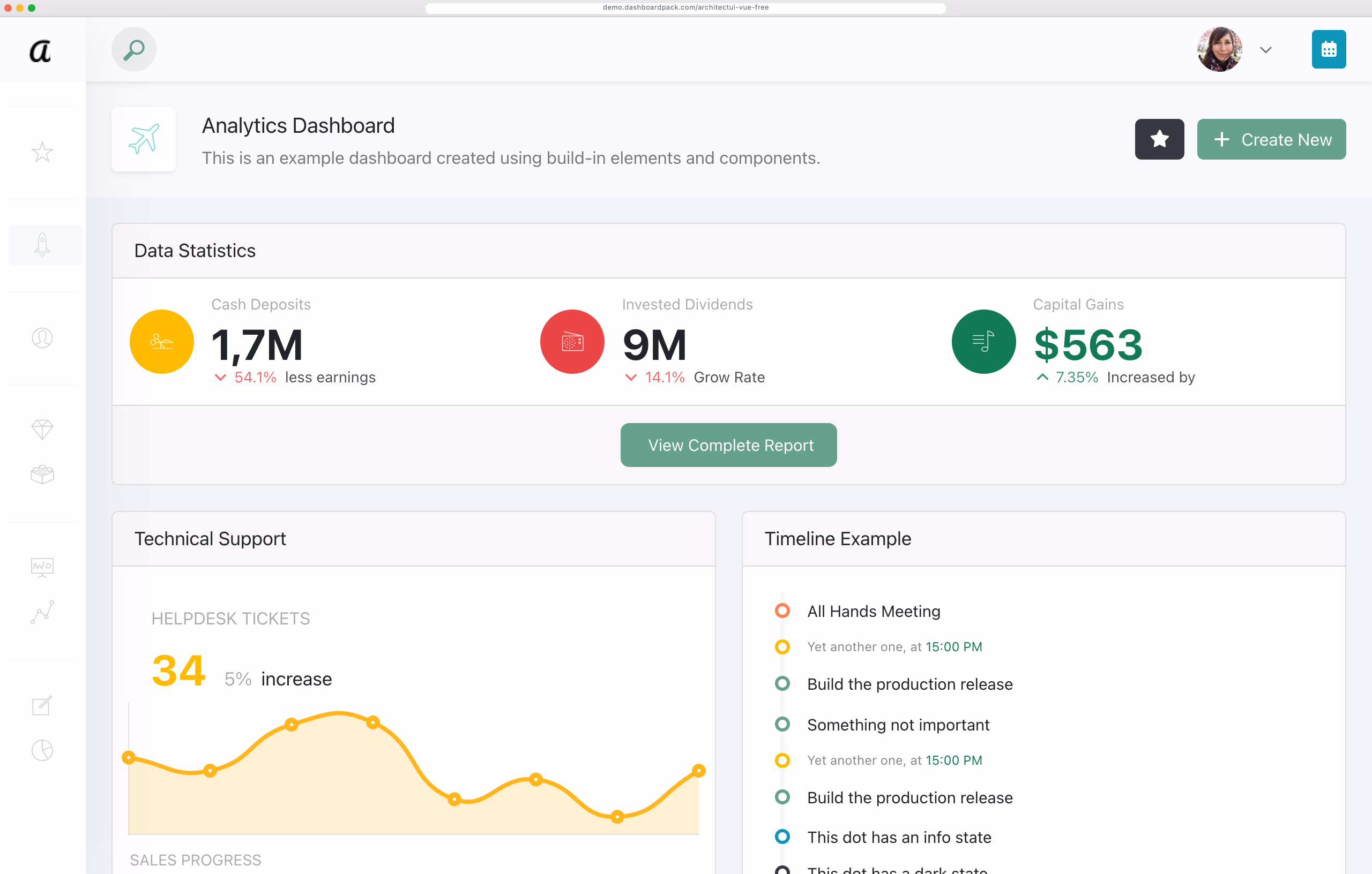 ArchitectUI Dashboard Vue Free