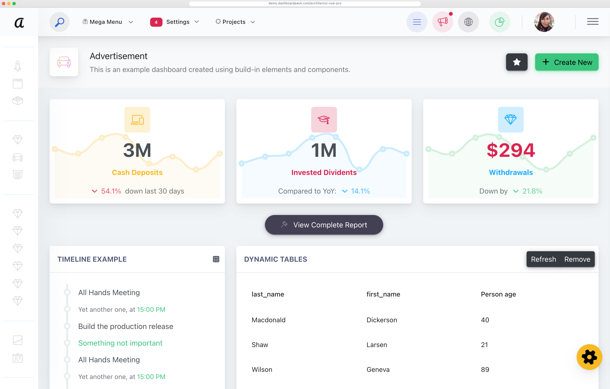 ArchitectUI Dashboard Vue PRO