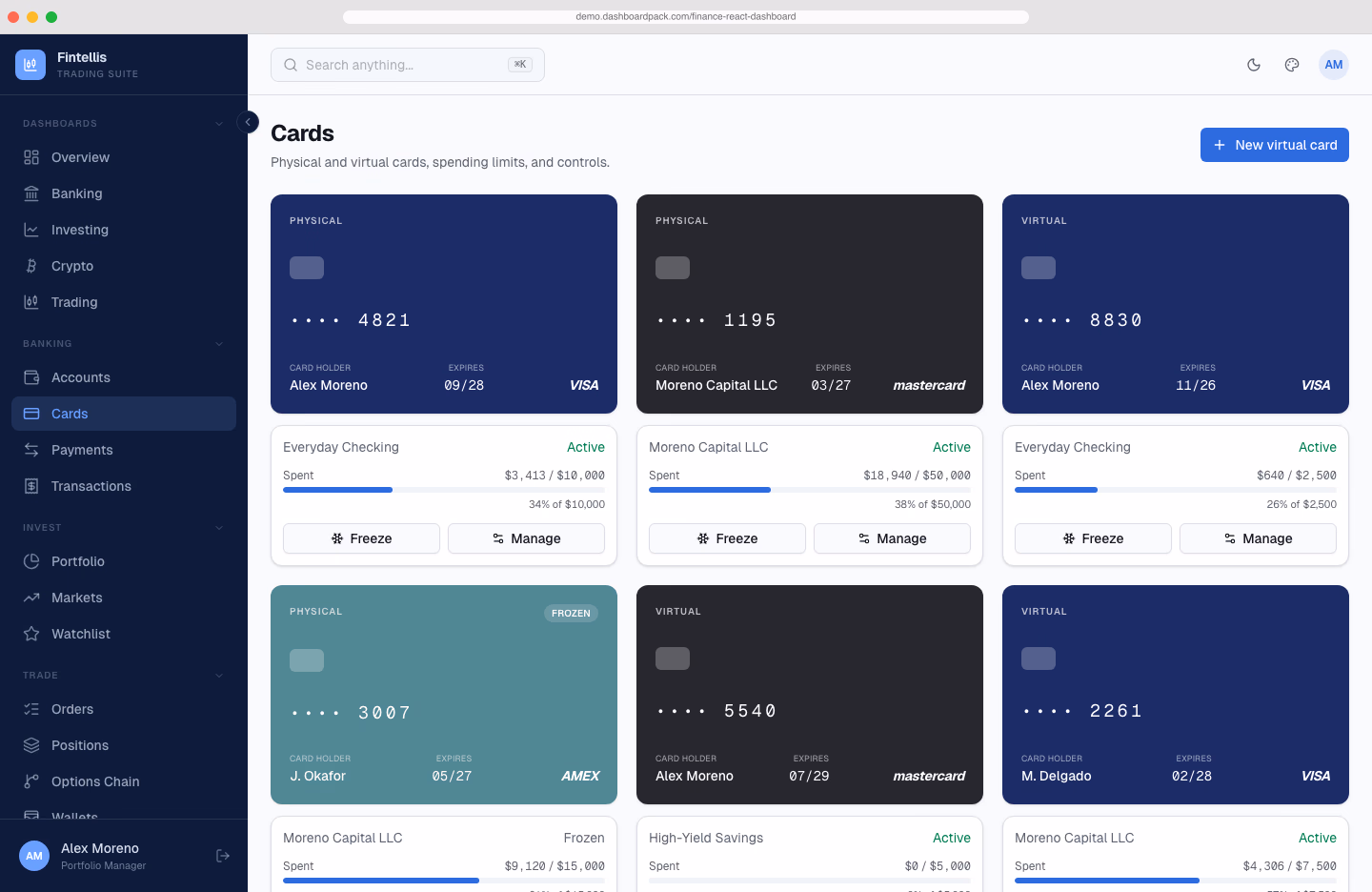 Finance React Dashboard