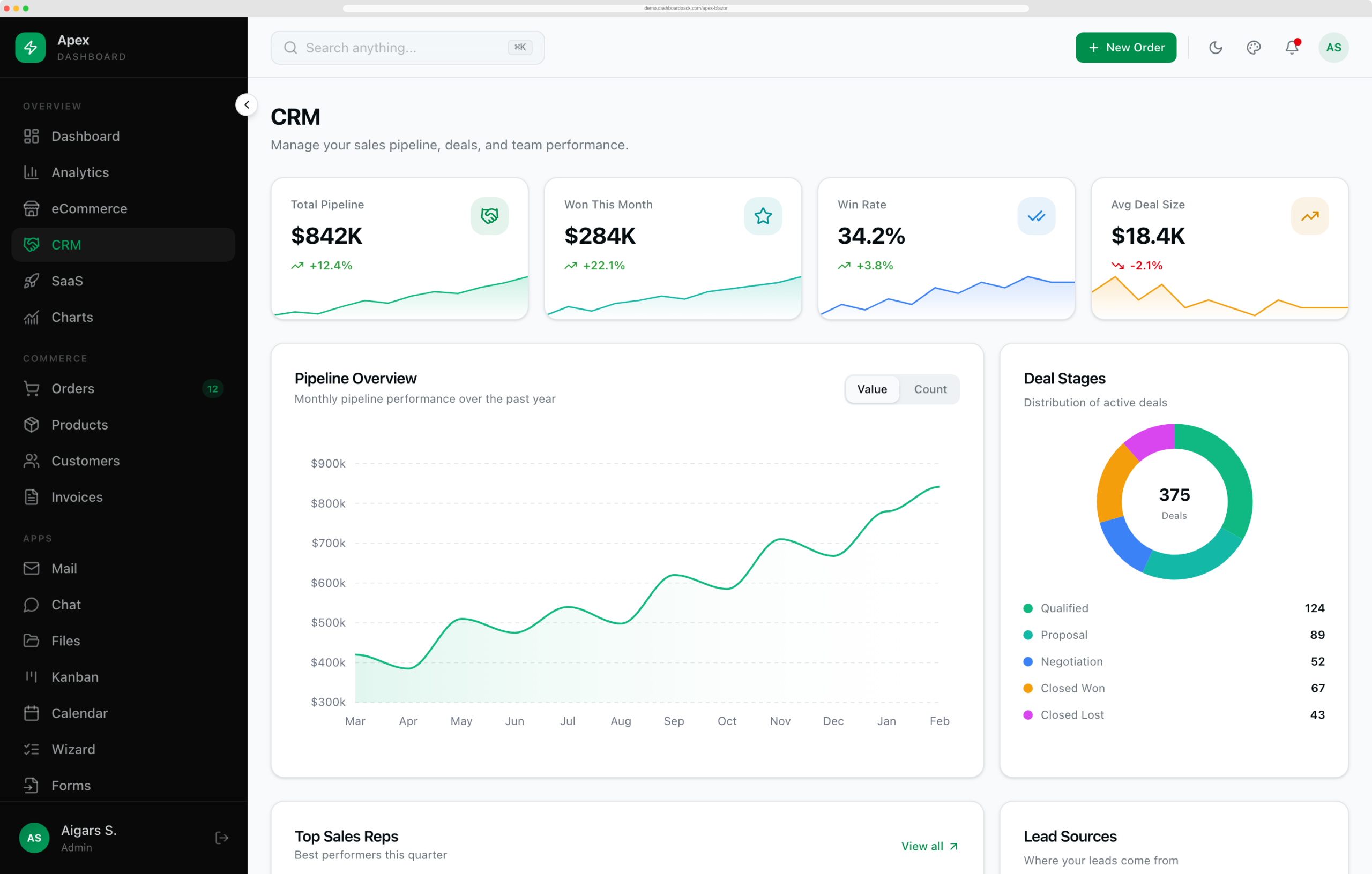 Apex Dashboard — Blazor Edition