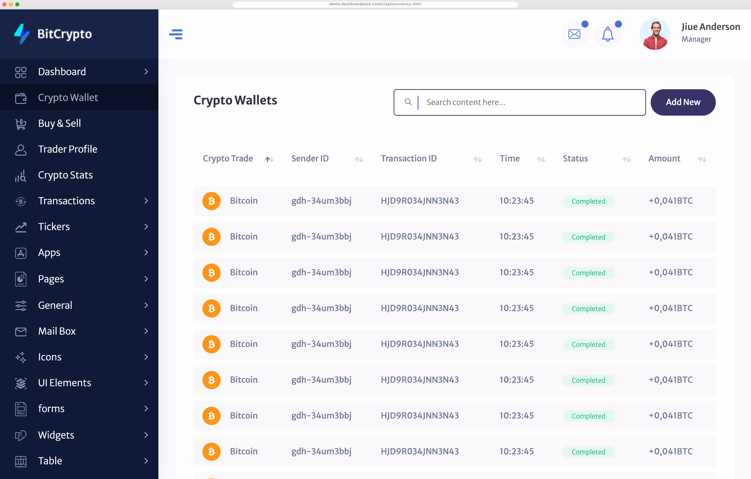 Cryptocurrency Dashboard
