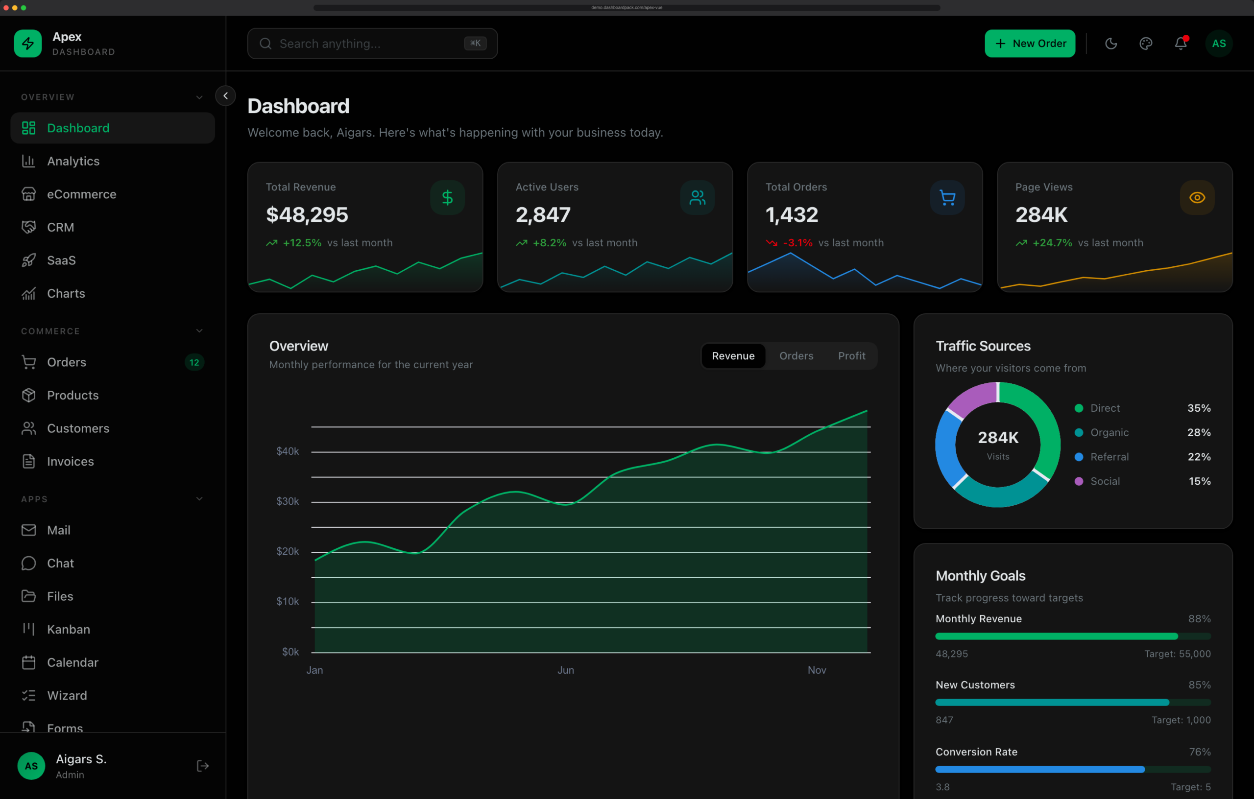 Apex Dashboard — Vue/Nuxt Edition