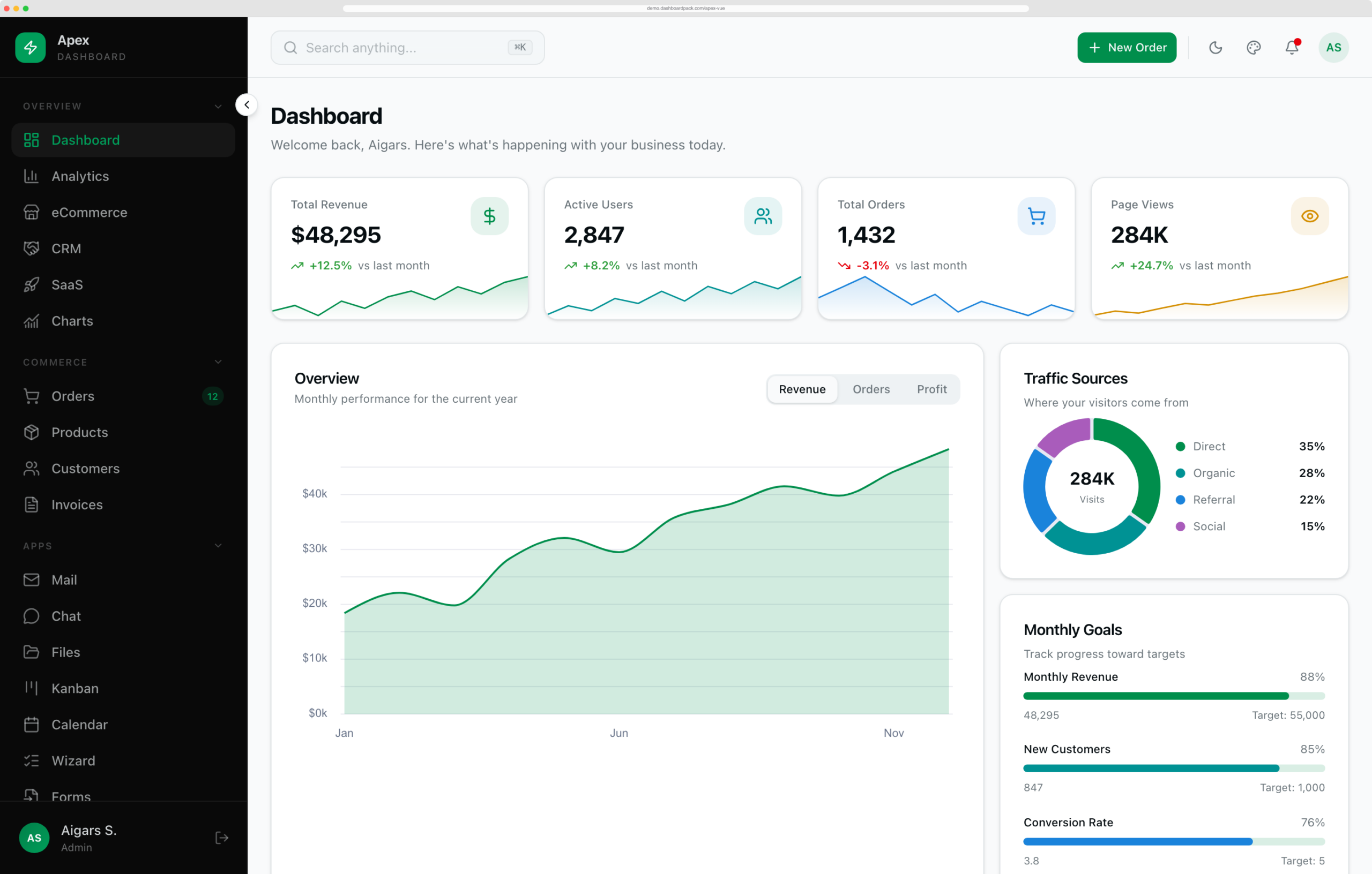 Apex Dashboard — Vue/Nuxt Edition