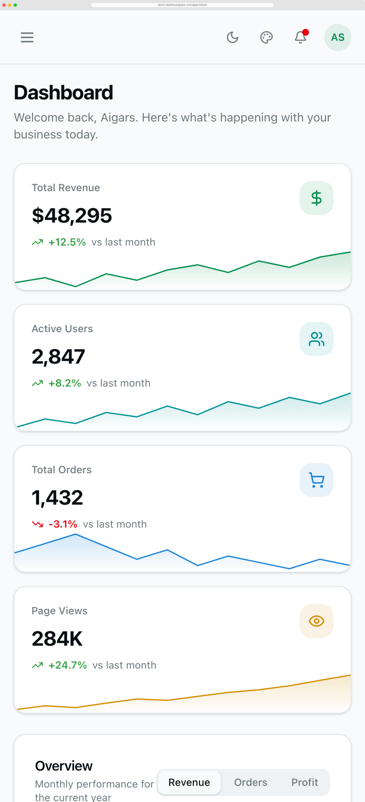 Apex Dashboard — Blazor Edition