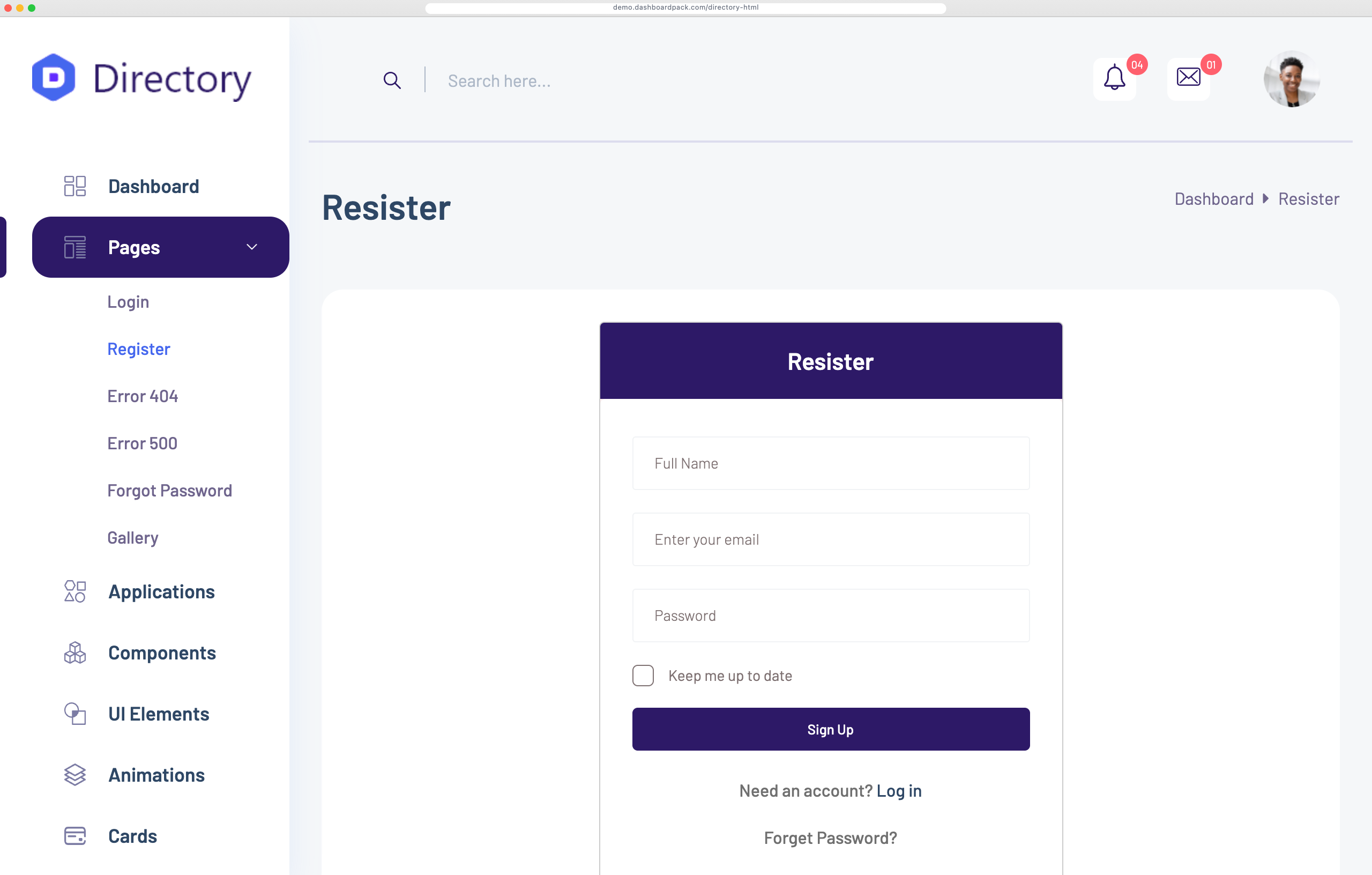 Directory Dashboard