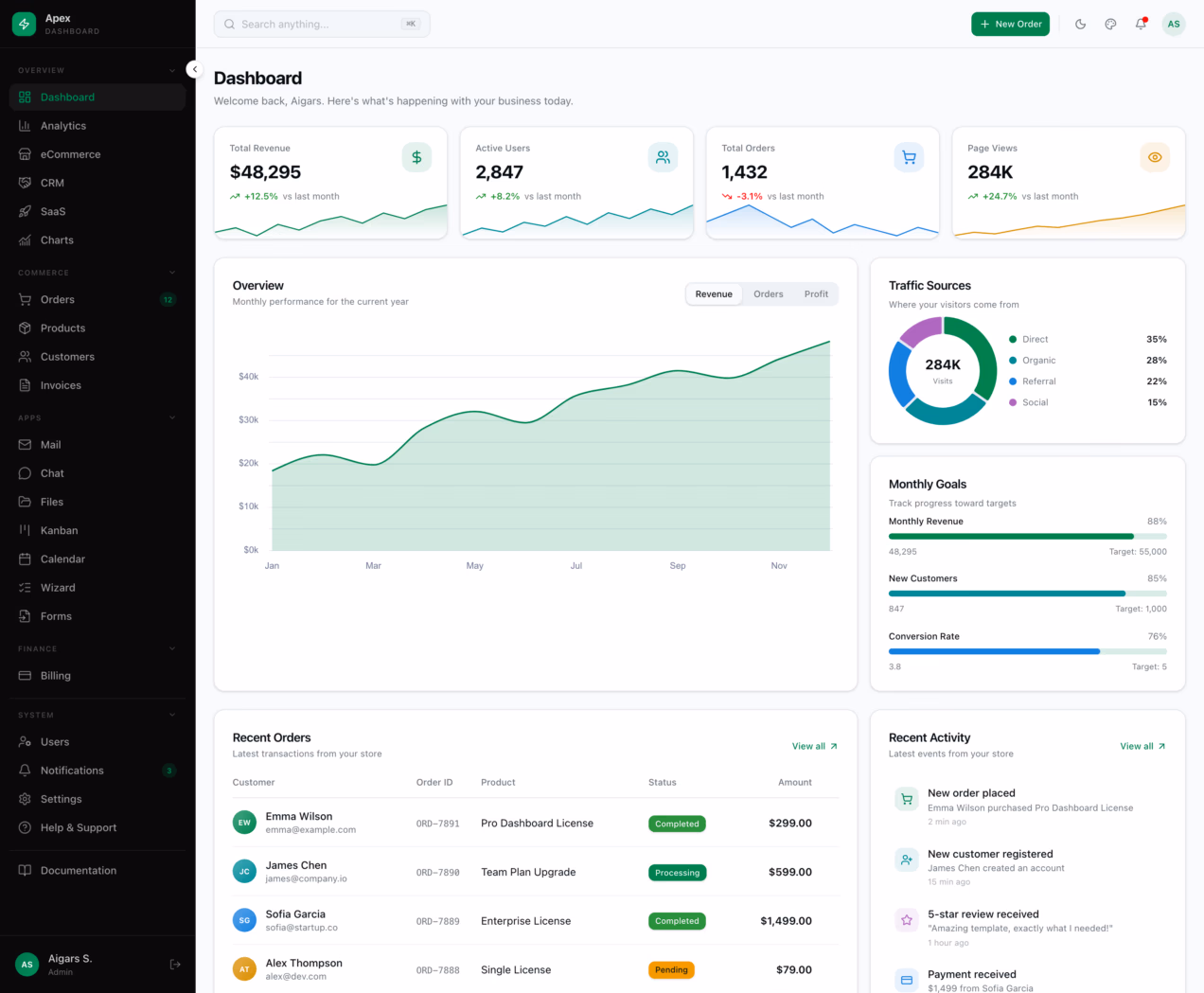 Apex Dashboard — Vue/Nuxt Edition