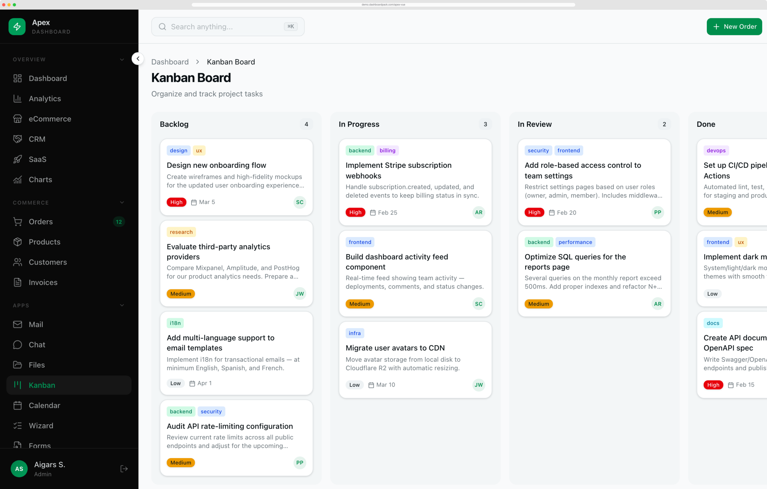 Apex Dashboard — Vue/Nuxt Edition