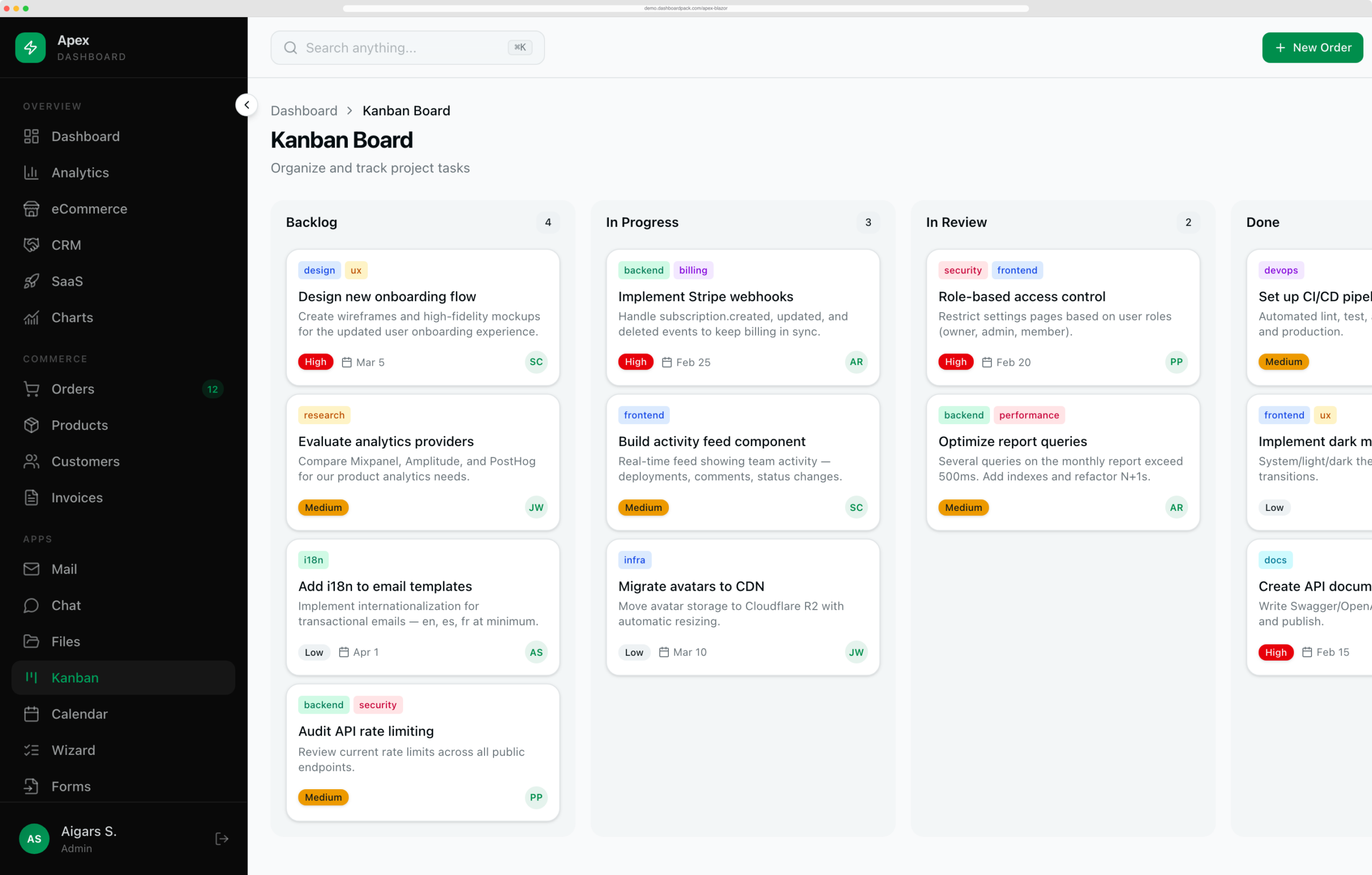 Apex Dashboard — Blazor Edition