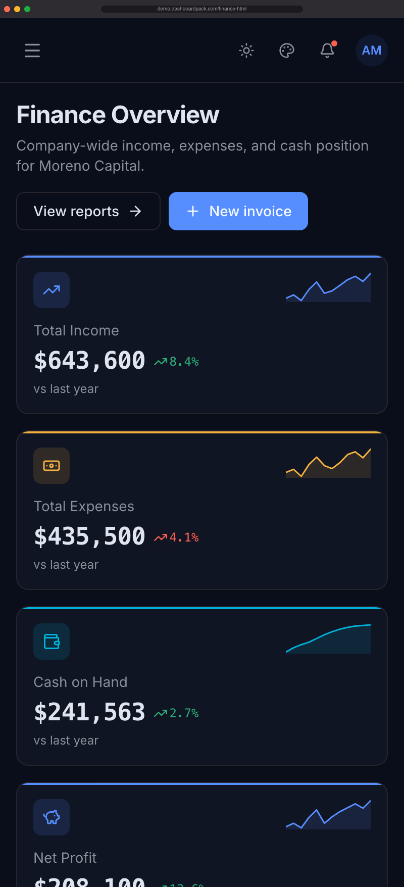 Finance SaaS Dashboard