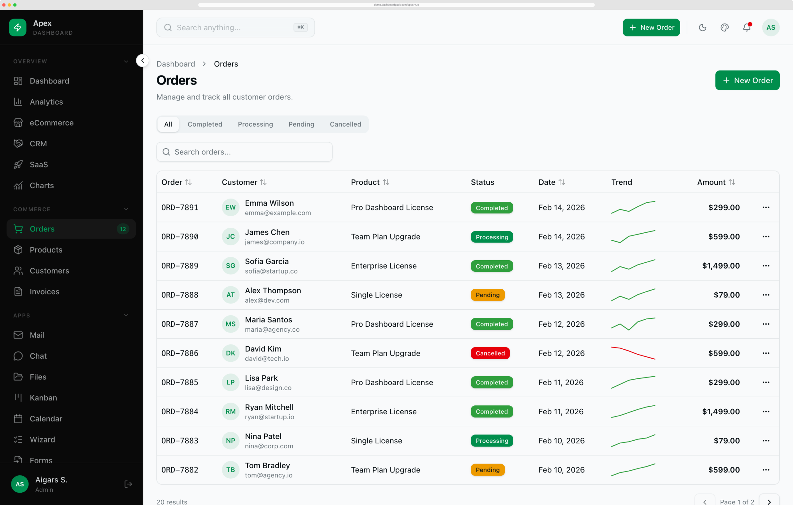Apex Dashboard — Vue/Nuxt Edition