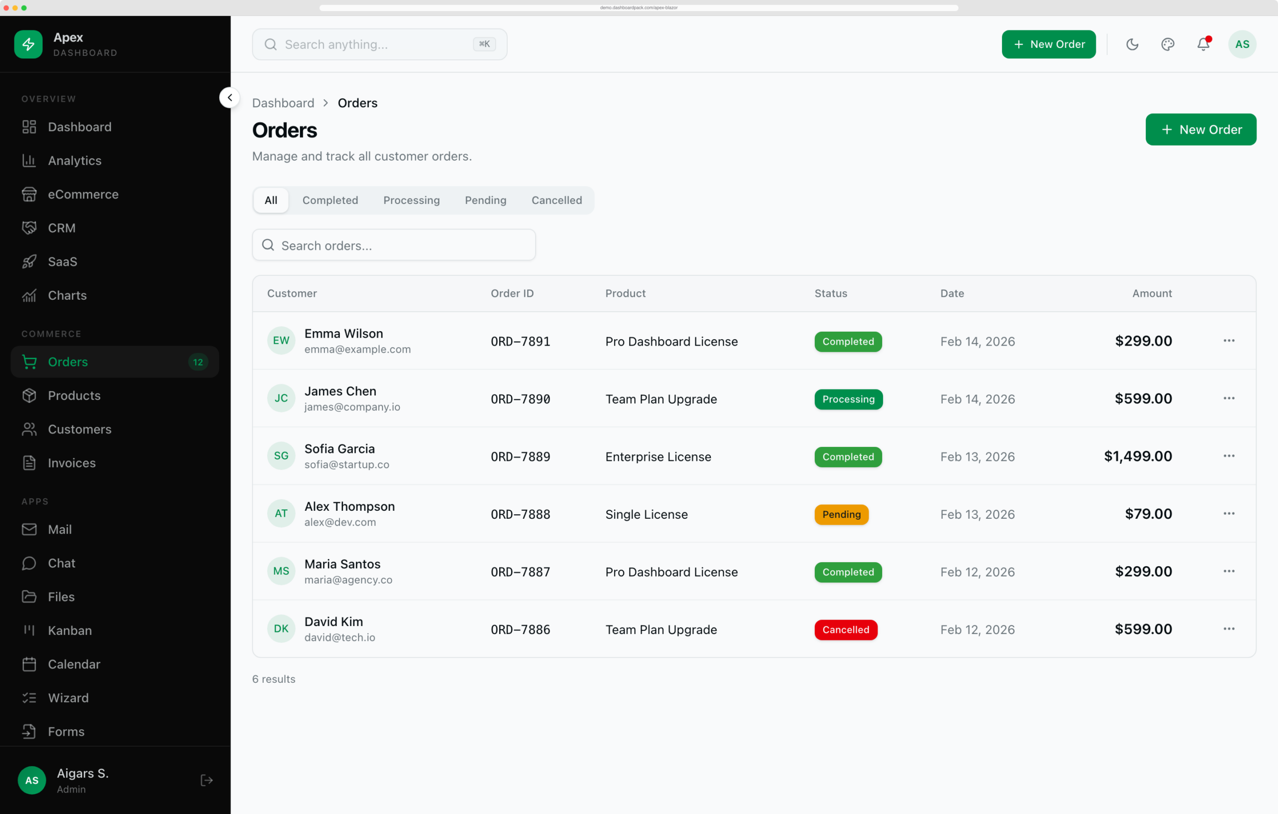 Apex Dashboard — Blazor Edition
